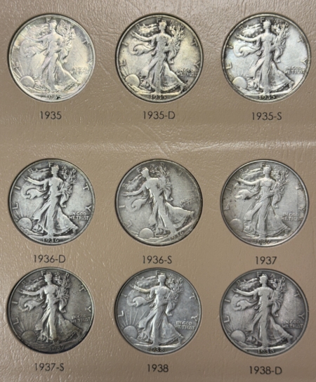 New Store Items 1916-1947-D WALKING LIBERTY HALF DOLLAR 65 COIN COMPLETE SET, DANSCO, MOSTLY VG+