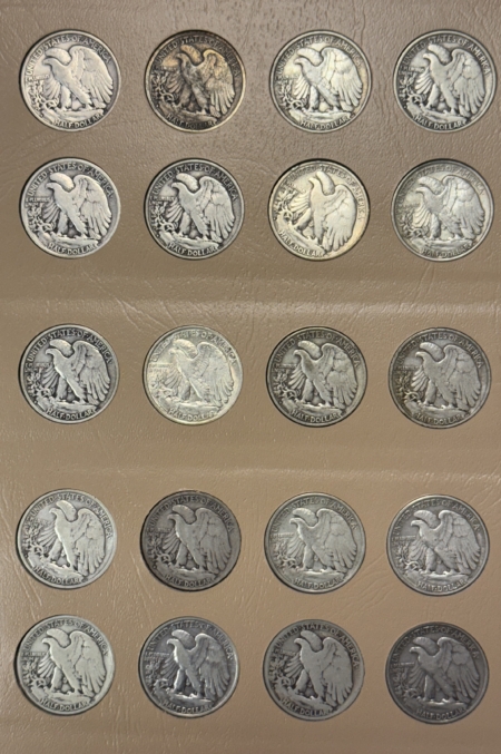 New Store Items 1916-1947-D WALKING LIBERTY HALF DOLLAR 65 COIN COMPLETE SET, DANSCO, MOSTLY VG+