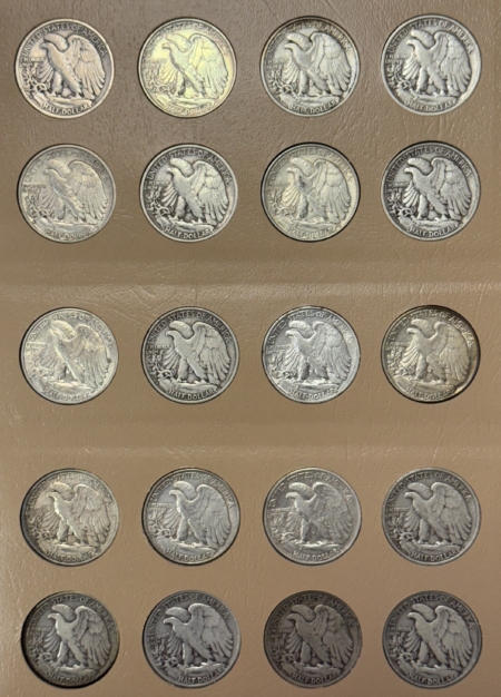 New Store Items 1916-1947-D WALKING LIBERTY HALF DOLLAR 65 COIN COMPLETE SET, DANSCO, MOSTLY VG+
