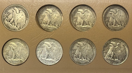New Store Items 1916-1947-D WALKING LIBERTY HALF DOLLAR 65 COIN COMPLETE SET, DANSCO, MOSTLY VG+