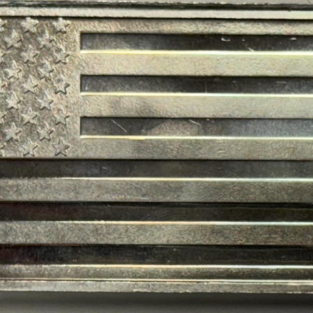 Bullion SILVER 10 TROY OZ .999 FINE SILVER STRUCK BAR, UNITED STATES FLAG DESIGN