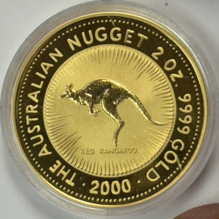 Bullion 2000 $200 AUSTRALIA 2 OZ .9999 GOLD NUGGET RED KANGAROO GEM BU IN CAPSULE SCARCE