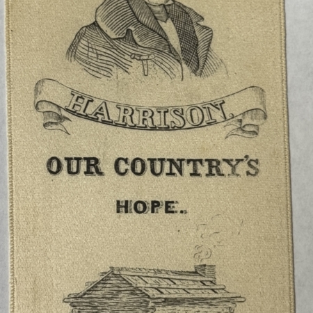 New Store Items RARE Wm H. HARRISON “OUR COUNTRY’S HOPE” 2 5/8″ x 6″ SILK CAMPAIGN RIBBON-MINT!