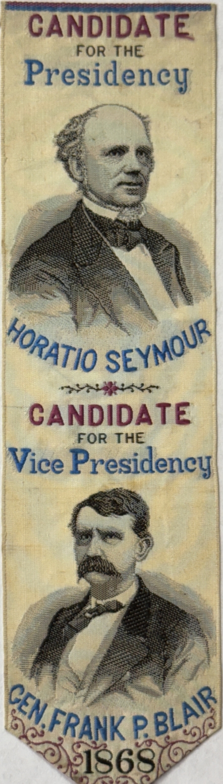 New Store Items 6″ x 1 5/8″ 1868 SEYMOUR-BLAIR WOVEN SILK CAMPAIGN RIBBON-“DEAD MINT” AS MADE!