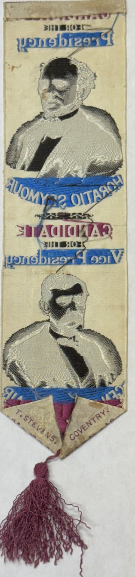 New Store Items 6″ x 1 5/8″ 1868 SEYMOUR-BLAIR WOVEN SILK CAMPAIGN RIBBON-“DEAD MINT” AS MADE!