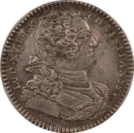 Exonumia FRANCE JETON 1744 ARTILLERY, 28mm SILVER, PCGS XF DETAIL CLEANED-SCARCE!