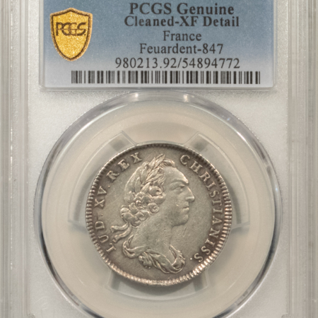 Exonumia FRANCE JETON 1752 FEUARDENT-847, LOUIS XV, 28mm SILVER, PCGS XF DETAIL-CLEANED