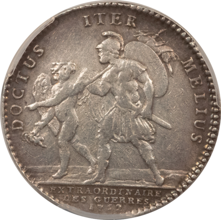 Exonumia FRANCE JETON 1752 FEUARDENT-847, LOUIS XV, 28mm SILVER, PCGS XF DETAIL-CLEANED