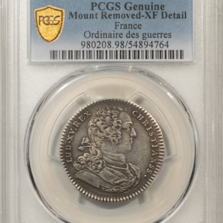 New Store Items FRANCE JETON 1758 ORDINAIRE DES GUERRES, LOIS XV, 29mm SILVER, PCGS XF DETAIL