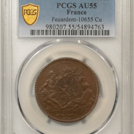 Exonumia FRANCE JETON 1761 FEUARDENT-10655 CU, 30mm COPPER, PCGS AU-55