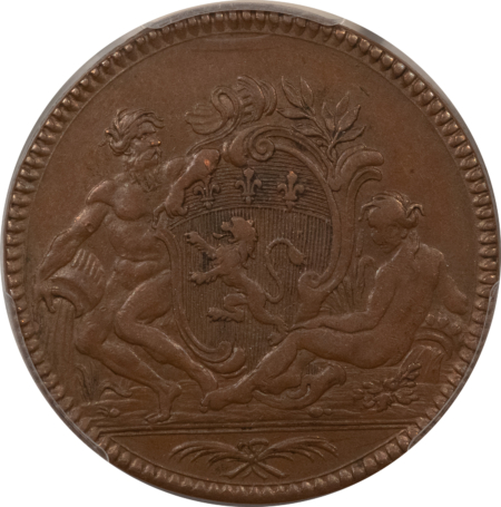 Exonumia FRANCE JETON 1761 FEUARDENT-10655 CU, 30mm COPPER, PCGS AU-55