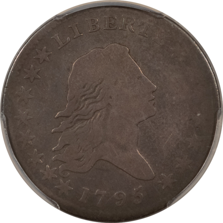 Early Halves 1795 FLOWING HAIR HALF DOLLAR, 2 LEAVES – PCGS G-6, SUPER ORIGINAL & NICE!