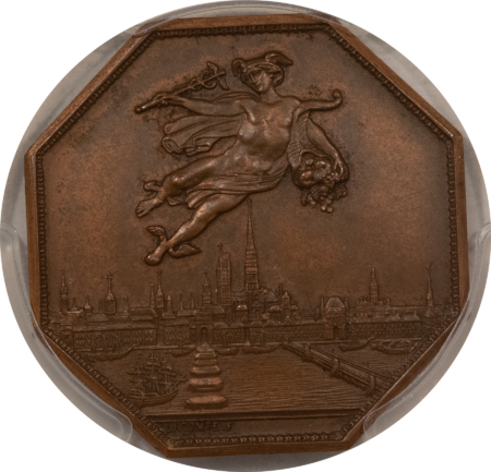 Exonumia FRANCE JETON 1802 CdC ROUEN BRONZE CORNE, 33mm BRONZE, PCGS MS-64
