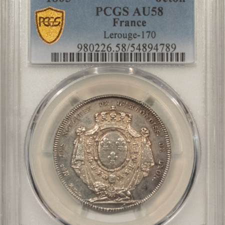 Exonumia FRANCE JETON 1805 LEROUGE-170, SILVER 32mm, PCGS AU-58, FRESH & ORIGINAL