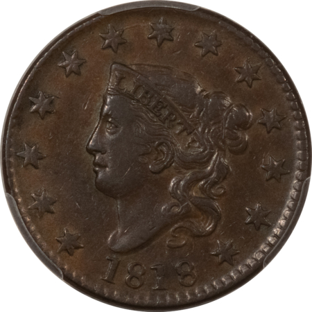 Coronet Head Large Cents 1818 CORONET HEAD LARGE CENT – PCGS XF-40, NICE LOOK, PQ!