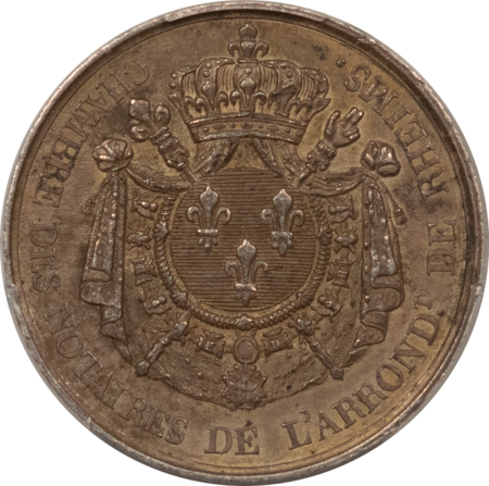 Exonumia FRANCE JETON 1824 LEROUGE-342, 30mm SILVER, PCGS AU DETAIL, ENVIROMENTAL DAMAGE
