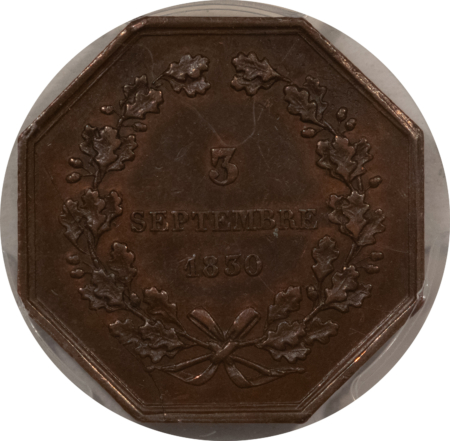 Exonumia FRANCE JETON 1830 PARIS SOCIETY OF LOCKSMITHS CU-PRONE, 29mm BRONZE PCGS AU-55