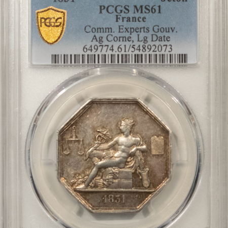 Exonumia FRANCE JETON, 1831 COMM. EXPERTS GOUV. AG  CORNE, LG DATE, PCGS MS-61; CHOICE!