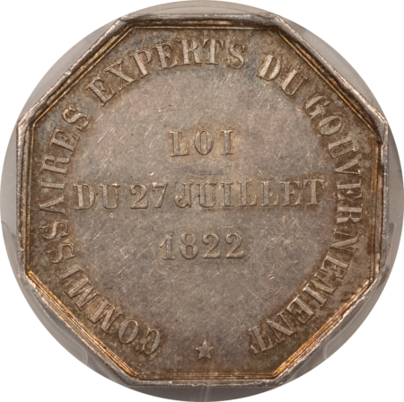 Exonumia FRANCE JETON, 1831 COMM. EXPERTS GOUV. AG  CORNE, LG DATE, PCGS MS-61; CHOICE!