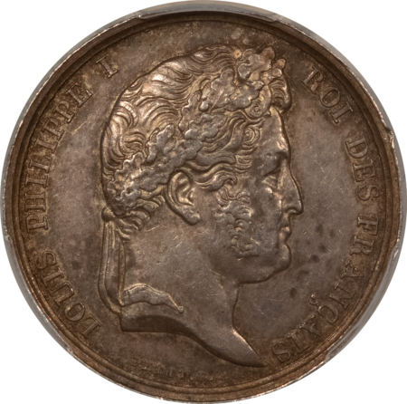 Exonumia FRANCE JETON, 1832-41 SOCIETY OF AGRICULTURE/ARTS LAMPE, 26mm SILVER, PCGS AU-58
