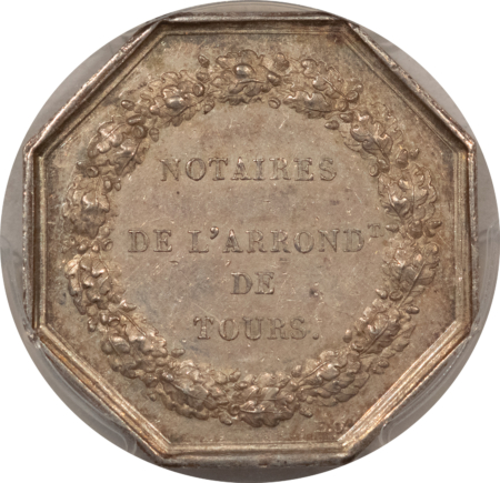 Exonumia FRANCE JETON, 1832-41 LEROUGE-408 LAMPE, 30mm SILVER, PCGS AU-58-LOOKS PL