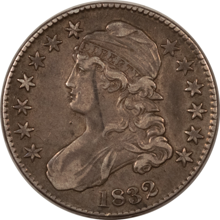 Early Halves 1832 CAPPED BUST HALF DOLLAR, SMALL LETTERS – HIGH GRADE CIRCULATED EXAMPLE!