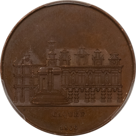 Exonumia FRANCE MEDAL, 1836 LA ROCHELLE CITY COUNCIL PROUE, 27mm BRONZE, PCGS MS-64 BN!