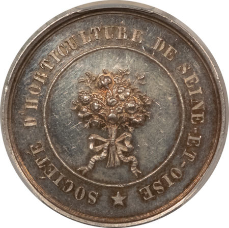 Exonumia FRANCE JETON 1840 SEINE ET OISE HORTICULTURE SOC. VERSAILLES, ABEILLE-PCGS MS-61