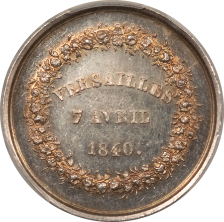 Exonumia FRANCE JETON 1840 SEINE ET OISE HORTICULTURE SOC. VERSAILLES, ABEILLE-PCGS MS-61