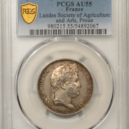 Exonumia FRANCE JETON 1842-45 LANDES SOCIETY OF AGRICULTURE AND ARTS, PROUE-PCGS AU-55