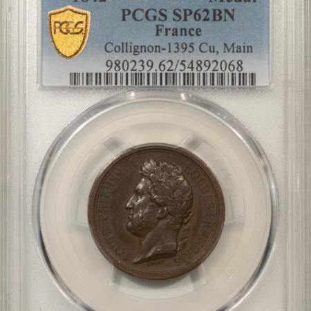 Exonumia FRANCE MEDAL, 1842 26mm BRONZE, COLLIGNON-1395 CU MAIN, PCGS SP-62 BN SPECIMEN