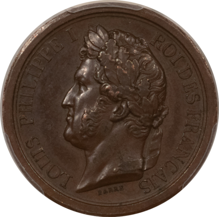 Exonumia FRANCE MEDAL, 1842 26mm BRONZE, COLLIGNON-1395 CU MAIN, PCGS SP-62 BN SPECIMEN