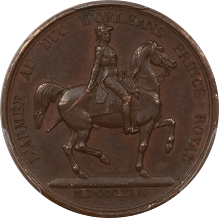 Exonumia FRANCE MEDAL, 1842 26mm BRONZE, COLLIGNON-1395 CU MAIN, PCGS SP-62 BN SPECIMEN