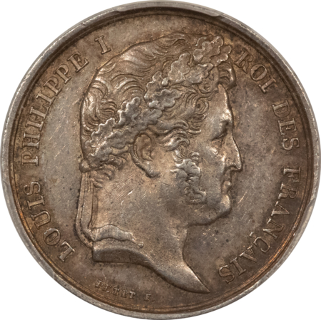 Exonumia FRANCE JETON, 1845-60 SOCIETY OF AGRICULTURE/ARTS MAIN, 26mm SILVER, PCGS AU-55!