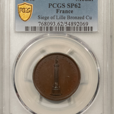 Exonumia FRANCE MEDAL, 1845 SIEGE OF LILLE BRONZED CU, 26mm, PCGS SP-62, SPECIMEN