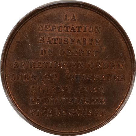 Exonumia FRANCE MEDAL, FRENCH REVOLUTION OF 1848, COLLIGNON-264, PCGS UNC DETAILS SCRATCH