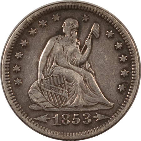 Liberty Seated Quarters 1853-O SEATED LIBERTY QUARTER, ARROWS & RAYS – HIGH GRADE CIRCULATED EXAMPLE!