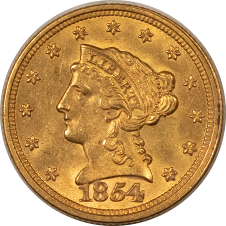 $2.50 1854 $2.50 LIBERTY GOLD QUARTER EAGLE – UNCIRCULATED! EARLY DATE!