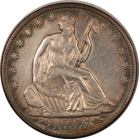 Half Dollars 1855-O SEATED LIBERTY HALF DOLLAR, ARROWS – UNCIRCULATED, THOROUGHLY CLEANED!