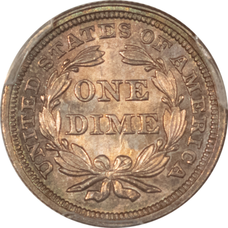 Dimes 1856 SEATED LIBERTY DIME, SMALL DATE – PCGS MS-62, ORIGINAL AND CHOICE!