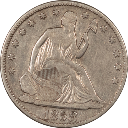 Liberty Seated Halves 1858-O SEATED LIBERTY HALF DOLLAR – PLEASING CIRCULATED EXAMPLE!