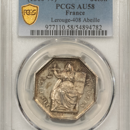 Exonumia FRANCE JETON, 1860-79 LEROUGE-408 ABEILLE, 30mm SILVER, PCGS AU-58-LOOKS PL