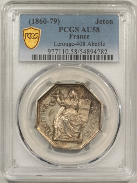 Exonumia FRANCE JETON, 1860-79 LEROUGE-408 ABEILLE, 30mm SILVER, PCGS AU-58-LOOKS PL