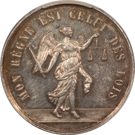 Exonumia FRANCE JETON 1860-79 NOTAIRES DE NEUFCHATEL ABEILLE 29mm SILVER, PCGS MS-61