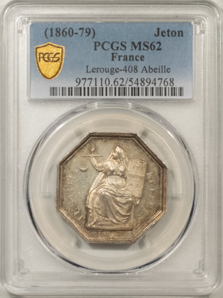 Exonumia FRANCE JETON 1860-79 LEROUGE-408 ABEILLE, 30mm SILVER, PCGS MS-62
