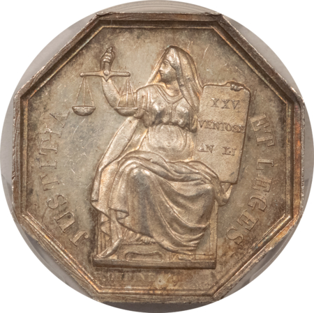 Exonumia FRANCE JETON 1860-79 LEROUGE-408 ABEILLE, 30mm SILVER, PCGS MS-62