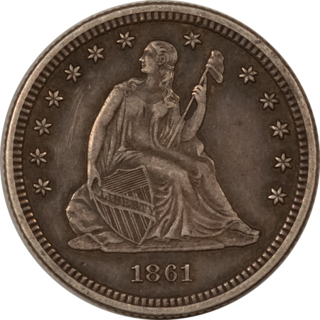 Liberty Seated Quarters 1861 SEATED LIBERTY QUARTER – HIGH GRADE EXAMPLE! CIVIL WAR DATE!
