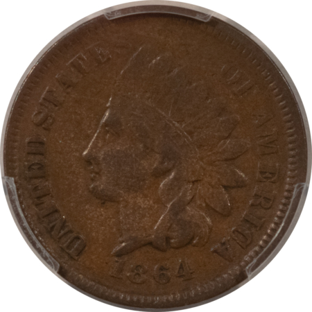 Indian 1864 INDIAN CENT, L ON RIBBON – PCGS VF-35 BN