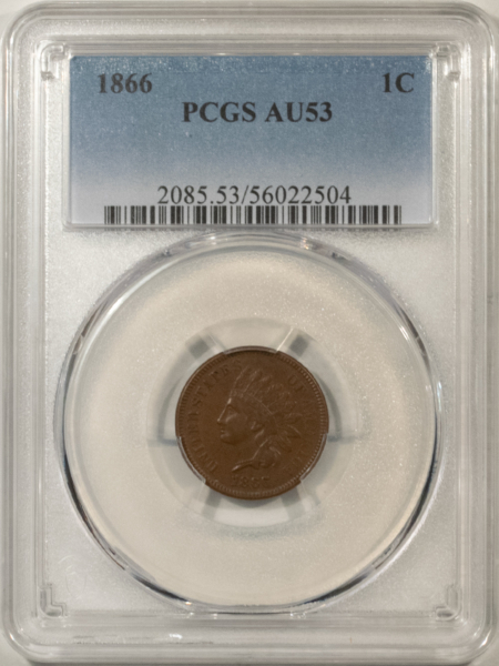 Indian 1866 INDIAN CENT – PCGS AU-53 BN