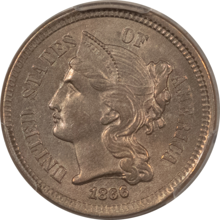 New Certified Coins 1866 THREE CENT NICKEL – PCGS MS-62